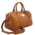 TL Voyager - Travel leather duffle bag with pocket on the back side - Small size
